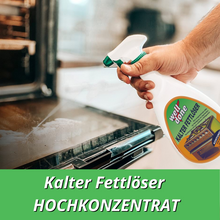 Lade das Bild in den Galerie-Viewer, Well Done Premium ***** Kalter Fettlöser Hochkonzentrat 750ml für Herd, Ofen, Grill, Kaminglas
